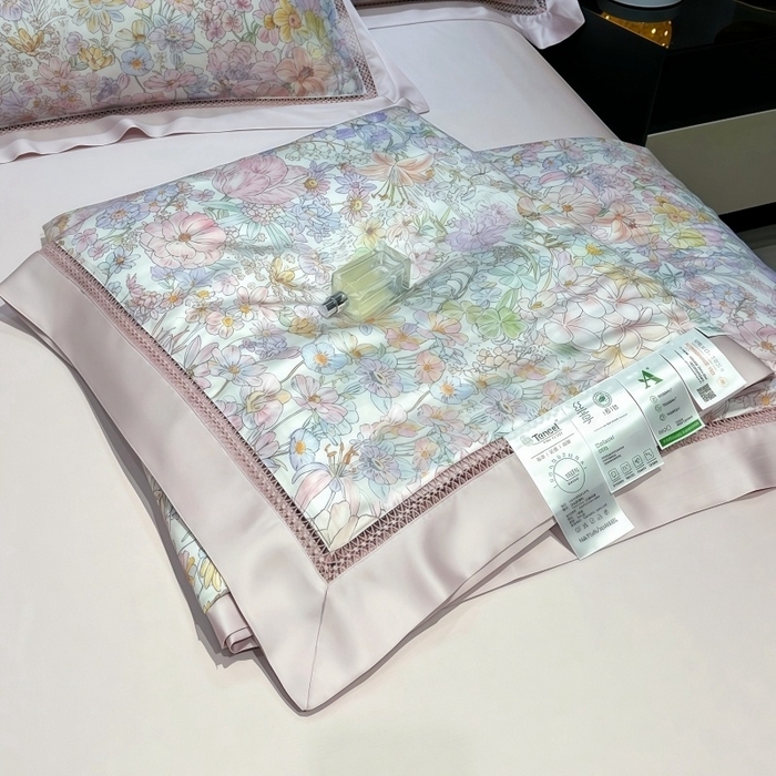 欧夏家纺 2026新款兰精天丝数码印花镂空夏被空调被夏凉被薄被子可机洗 娇艳多姿