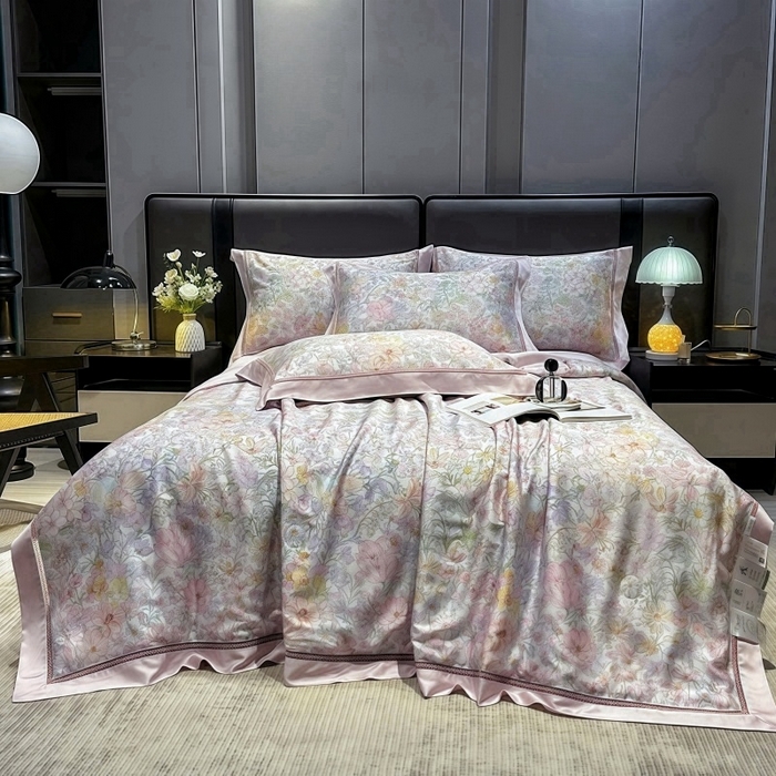 91家纺网 家纺一手货源 找家纺 欧夏家纺 2026新款兰精天丝数码印花镂空夏被空调被夏凉被薄被子可机洗 娇艳多姿