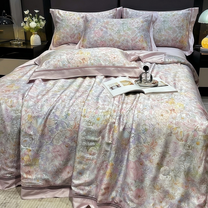 91家纺网 家纺一手货源 找家纺 欧夏家纺 2026新款兰精天丝数码印花镂空夏被空调被夏凉被薄被子可机洗 娇艳多姿