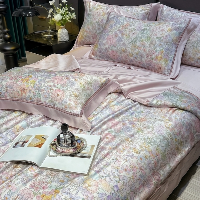 91家纺网 家纺一手货源 找家纺 欧夏家纺 2026新款兰精天丝数码印花镂空夏被空调被夏凉被薄被子可机洗 娇艳多姿