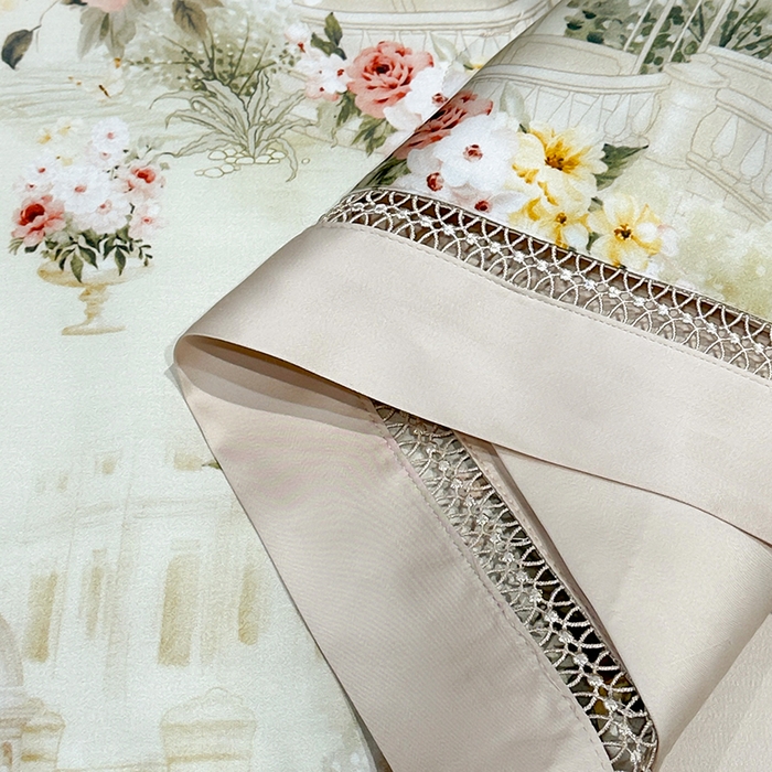 91家纺网 家纺一手货源 找家纺 欧夏家纺 2026新款兰精天丝数码印花镂空夏被空调被夏凉被薄被子可机洗 卡芙庄园-咖色