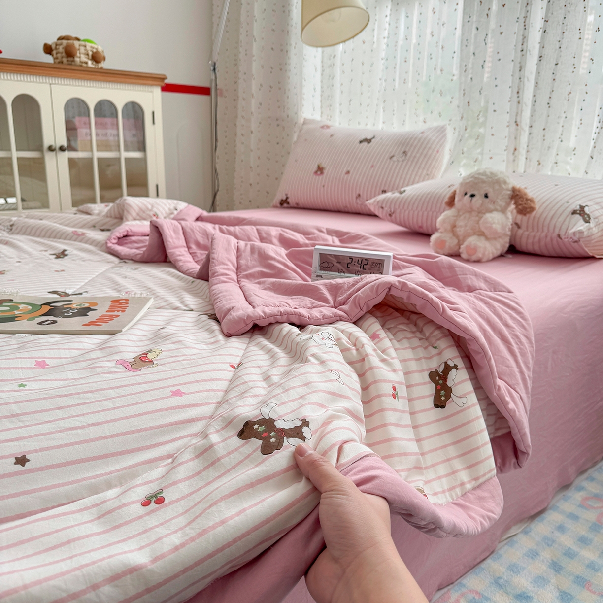 91家纺网 家纺一手货源 找家纺 尊妙被业 2026新款水洗棉棉花夏被100%新疆棉花填充包检测 童年木马