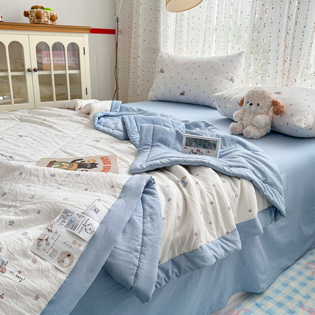 91家纺网 家纺一手货源 找家纺 尊妙被业 2026新款水洗棉棉花夏被100%新疆棉花填充包检测 小狗日记