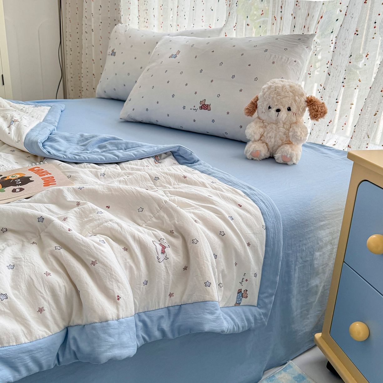 91家纺网 家纺一手货源 找家纺 尊妙被业 2026新款水洗棉棉花夏被100%新疆棉花填充包检测 小狗日记