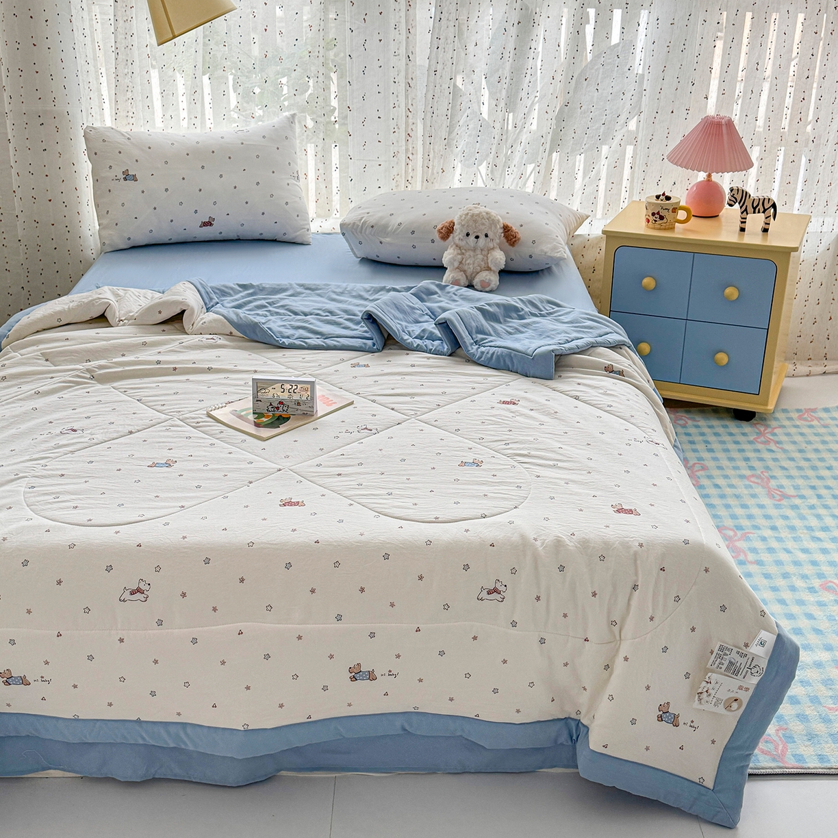 91家纺网 家纺一手货源 找家纺 尊妙被业 2026新款水洗棉棉花夏被100%新疆棉花填充包检测 小狗日记