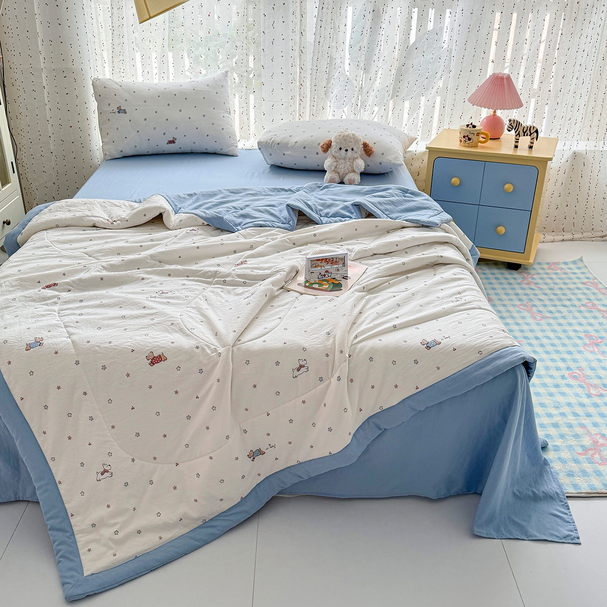 91家纺网 家纺一手货源 找家纺 尊妙被业 2026新款水洗棉棉花夏被100%新疆棉花填充包检测 小狗日记