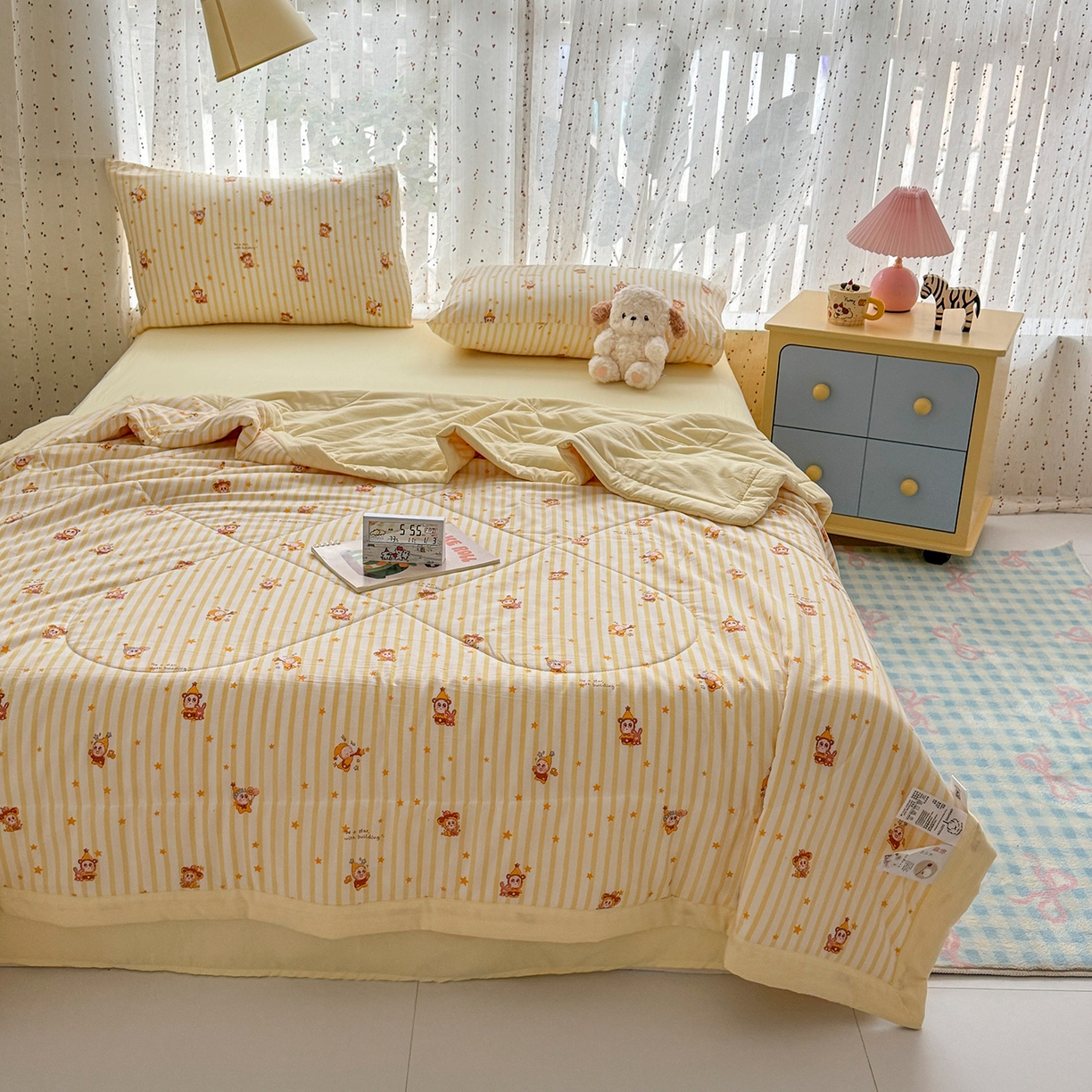 91家纺网 家纺一手货源 找家纺 尊妙被业 2026新款水洗棉棉花夏被100%新疆棉花填充包检测 芝士星星仔