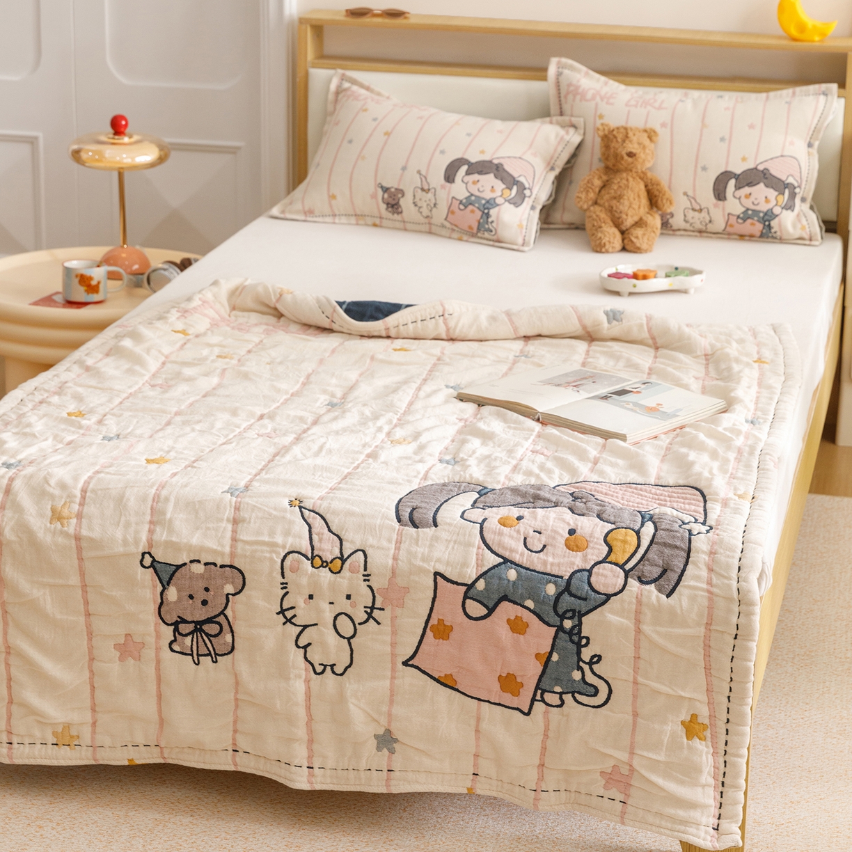 91家纺网 家纺一手货源 找家纺 悦然毛巾被 2026新款全棉纱布儿童泡泡被夏被盖毯  晚安友会