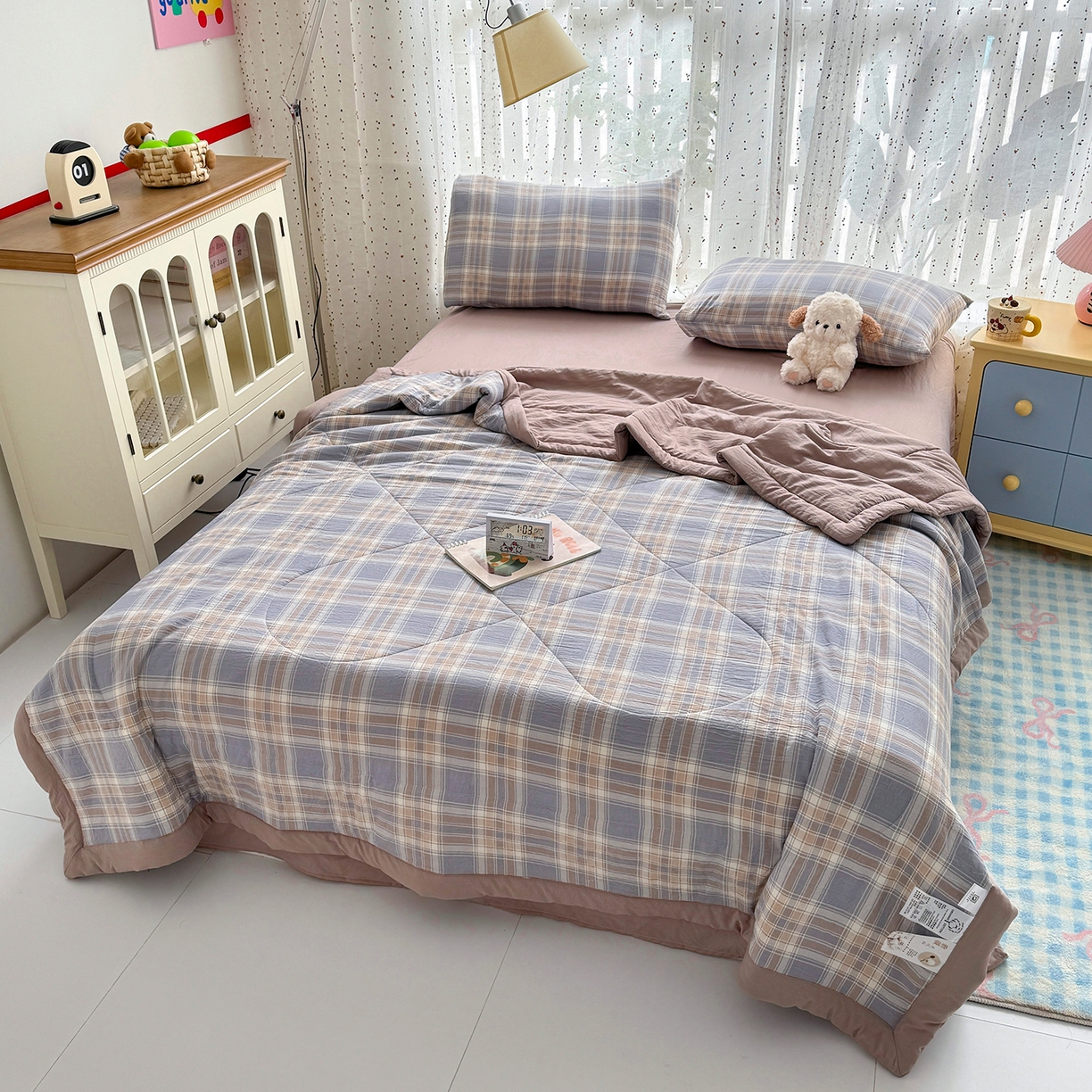 91家纺网 家纺一手货源 找家纺 尊妙被业 2026新款水洗棉棉花夏被100%新疆棉花填充包检测 水洗格