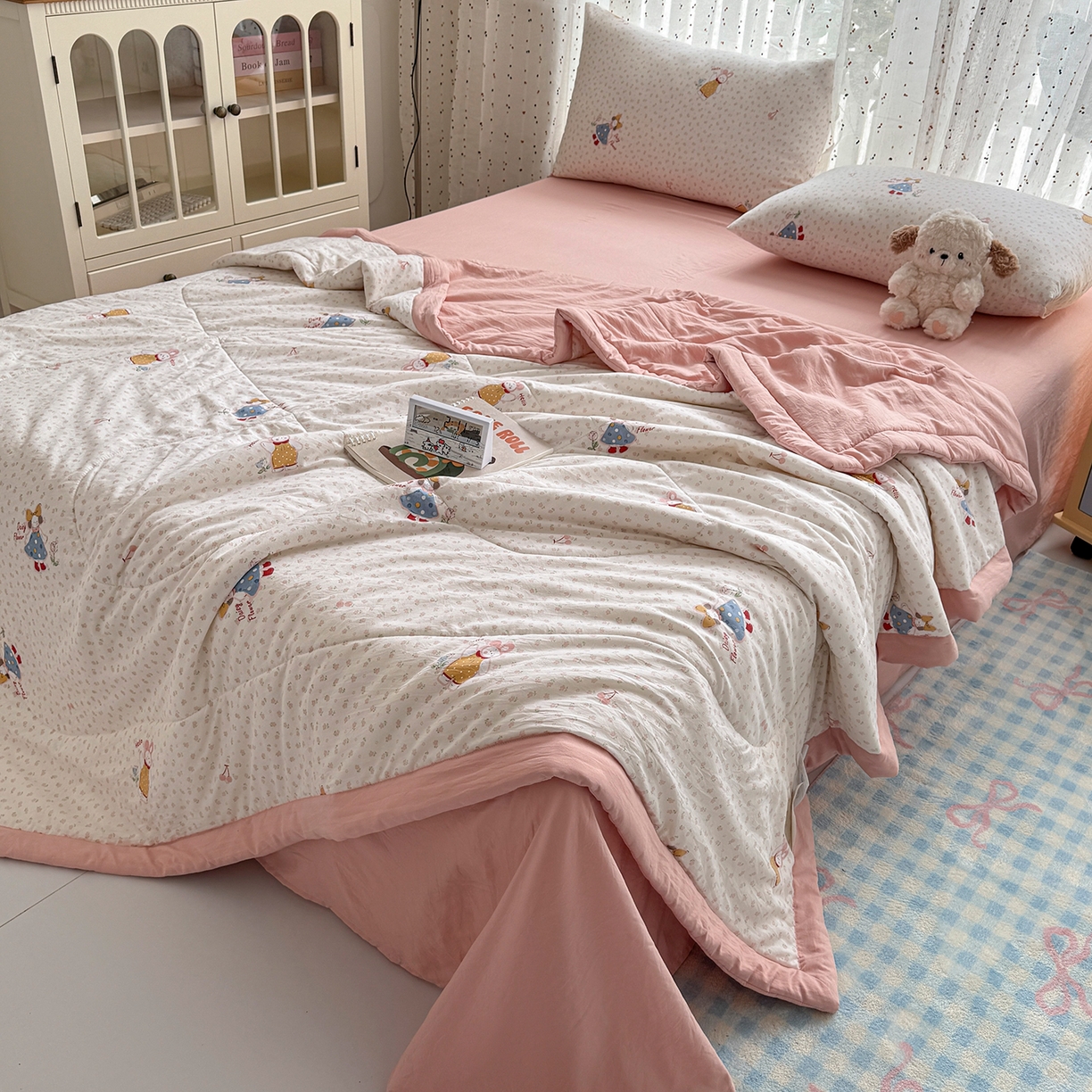 91家纺网 家纺一手货源 找家纺 尊妙被业 2026新款水洗棉棉花夏被100%新疆棉花填充包检测 甜心派派