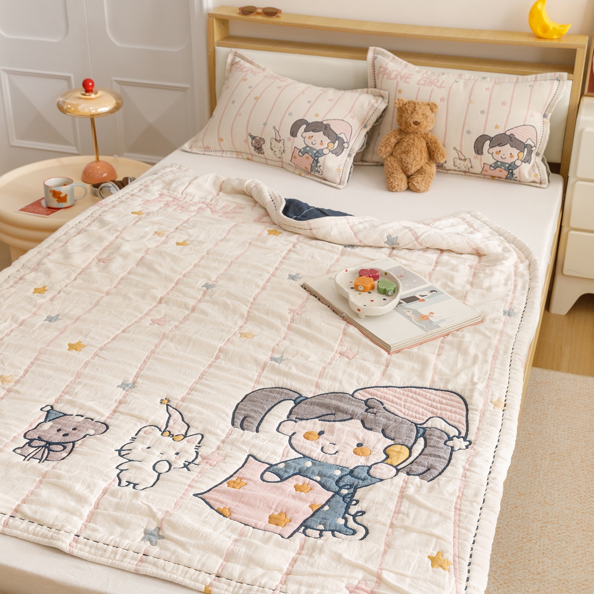 91家纺网 家纺一手货源 找家纺 悦然毛巾被 2026新款全棉纱布儿童泡泡被夏被盖毯  晚安友会