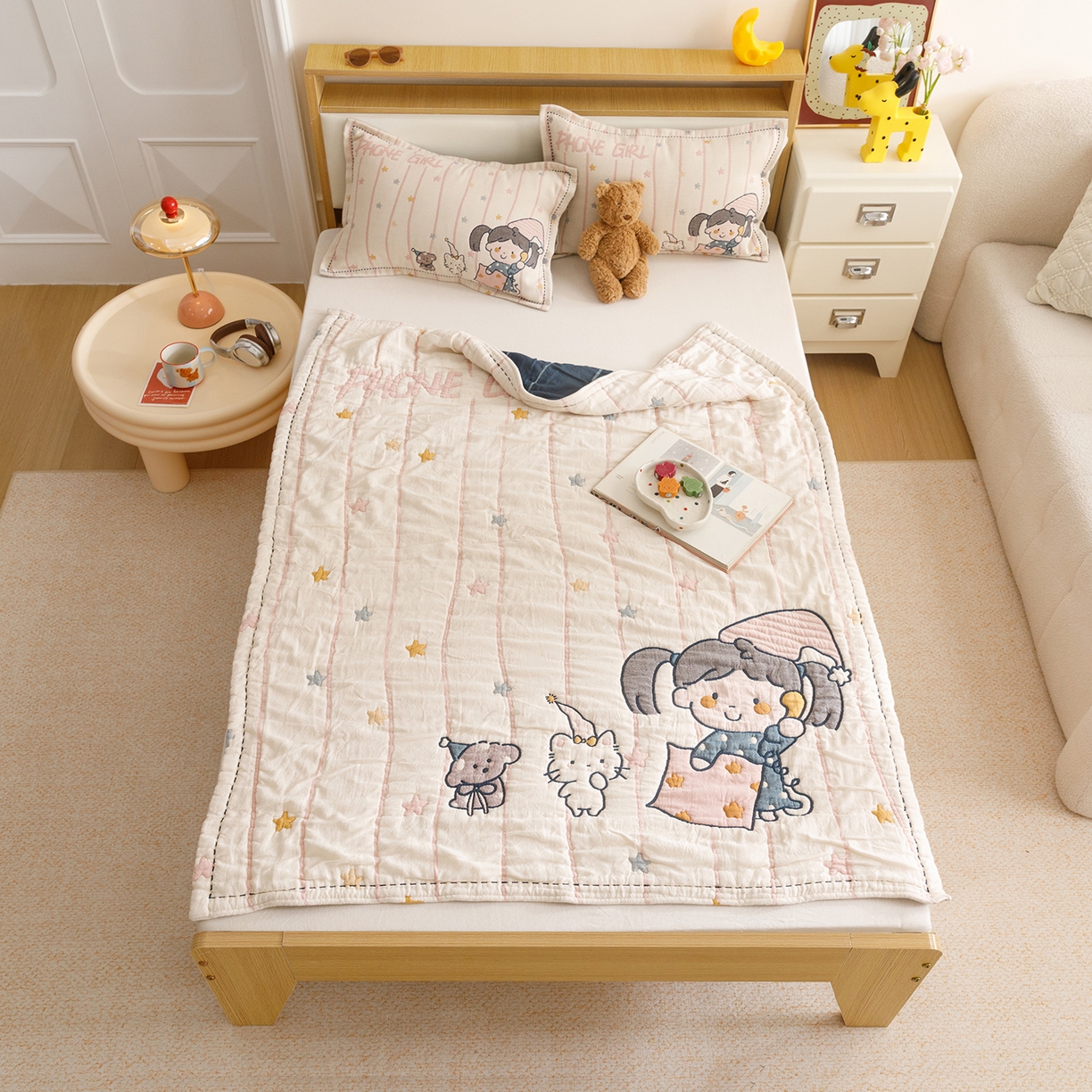 91家纺网 家纺一手货源 找家纺 悦然毛巾被 2026新款全棉纱布儿童泡泡被夏被盖毯  晚安友会