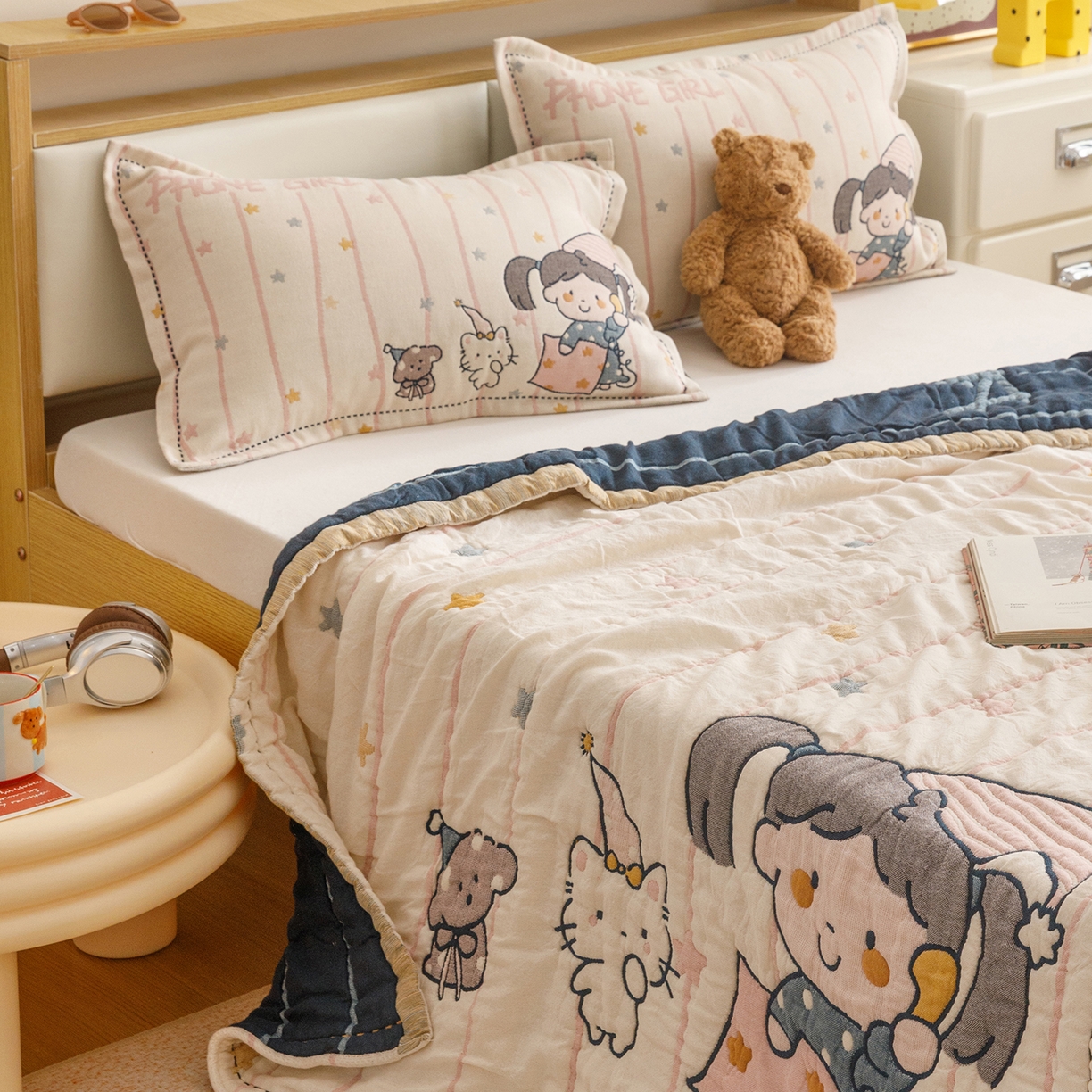 91家纺网 家纺一手货源 找家纺 悦然毛巾被 2026新款全棉纱布儿童泡泡被夏被盖毯  晚安友会