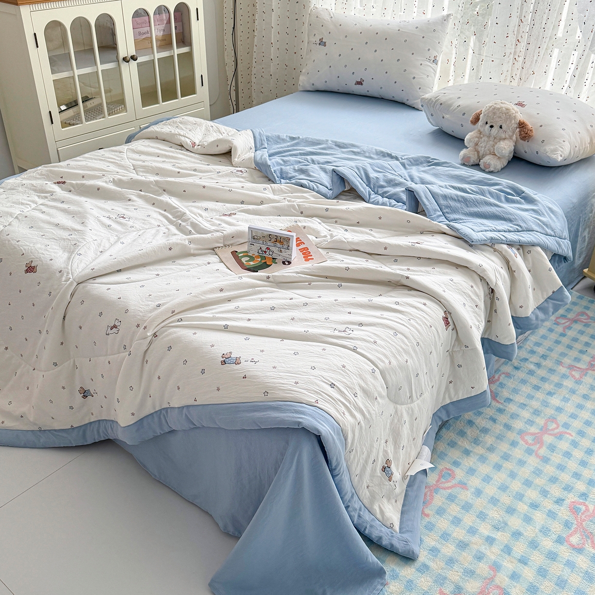 91家纺网 家纺一手货源 找家纺 尊妙被业 2026新款水洗棉棉花夏被100%新疆棉花填充包检测 小狗日记