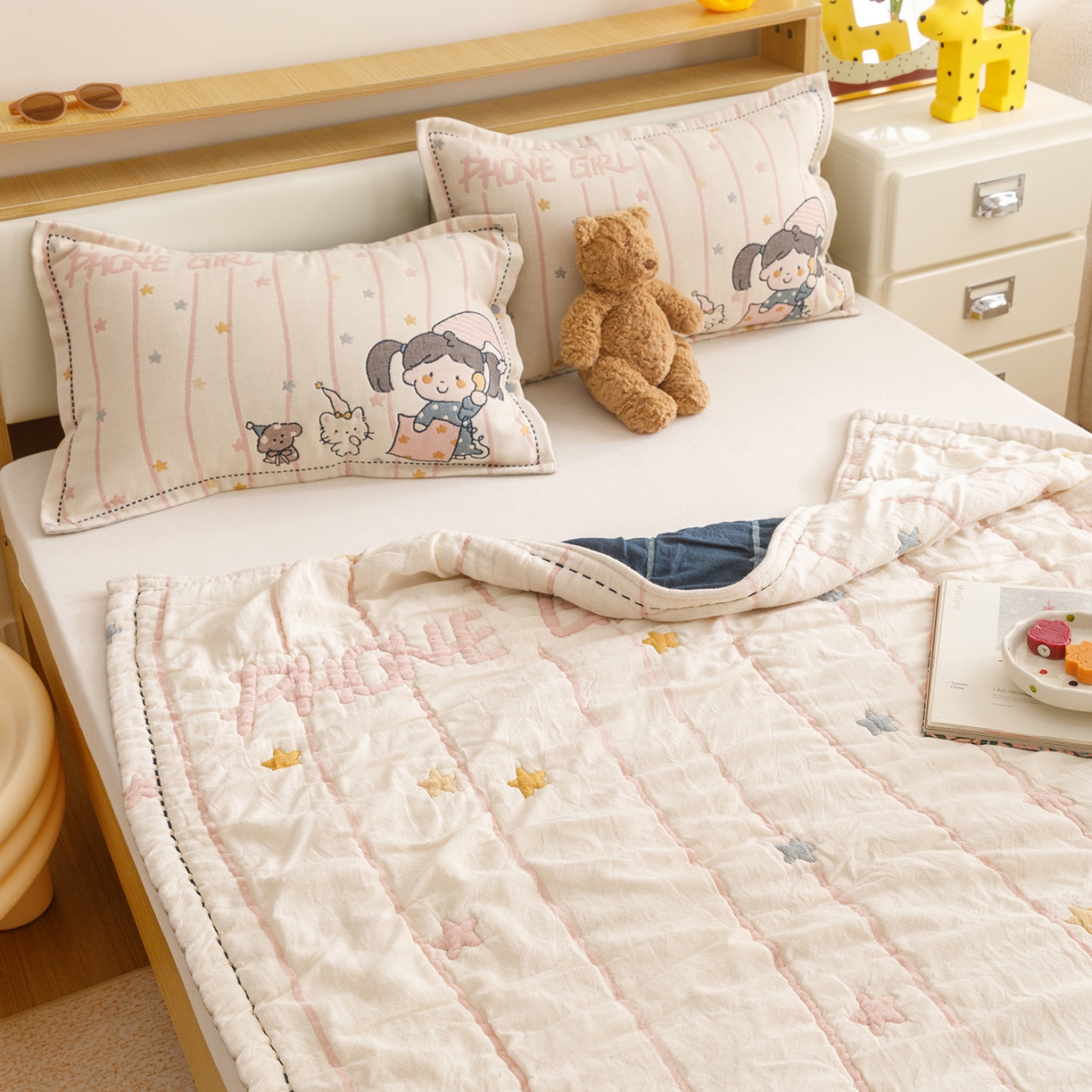 91家纺网 家纺一手货源 找家纺 悦然毛巾被 2026新款全棉纱布儿童泡泡被夏被盖毯  晚安友会