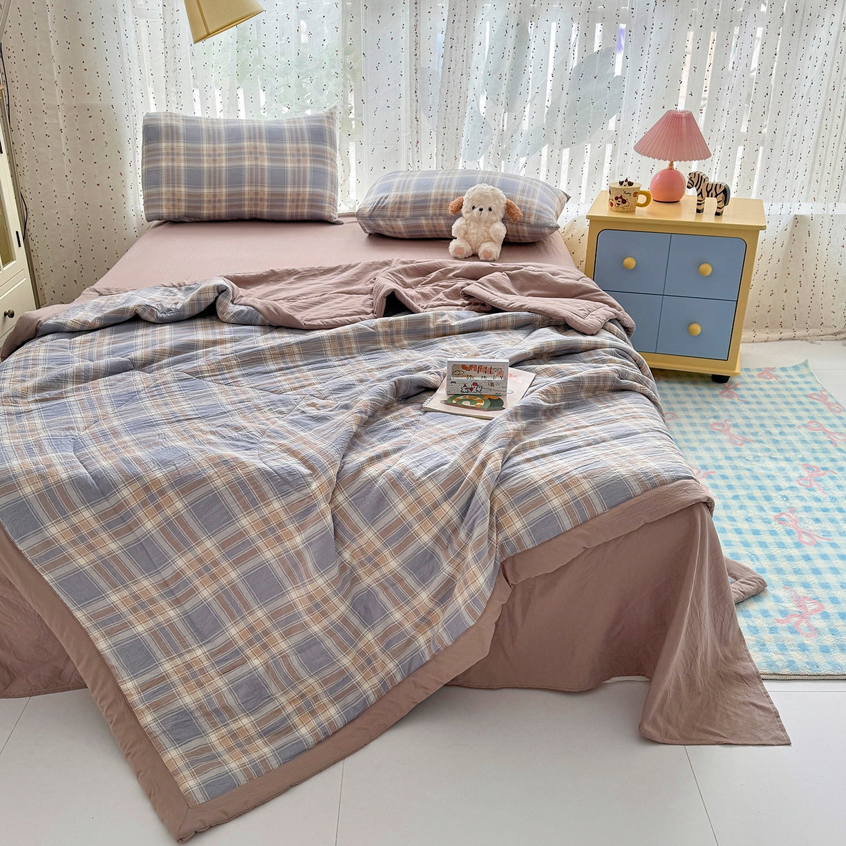 91家纺网 家纺一手货源 找家纺 尊妙被业 2026新款水洗棉棉花夏被100%新疆棉花填充包检测 水洗格