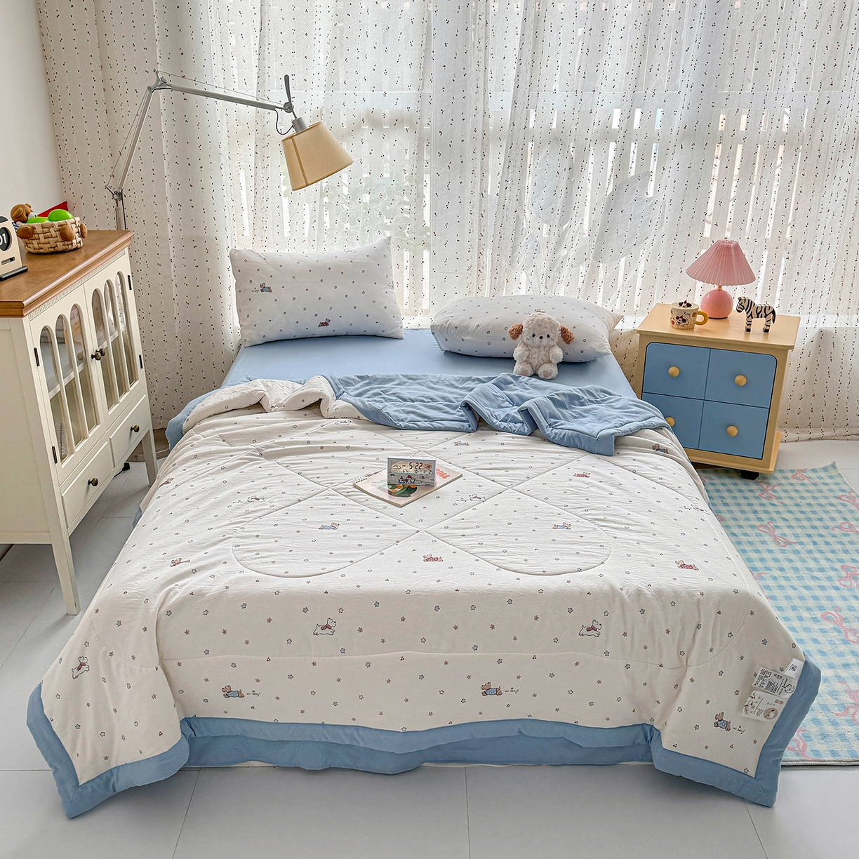 91家纺网 家纺一手货源 找家纺 尊妙被业 2026新款水洗棉棉花夏被100%新疆棉花填充包检测 小狗日记