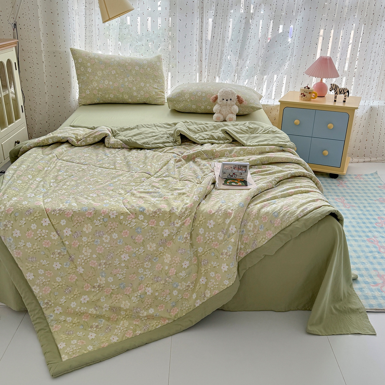 91家纺网 家纺一手货源 找家纺 尊妙被业 2026新款水洗棉棉花夏被100%新疆棉花填充包检测 木槿花