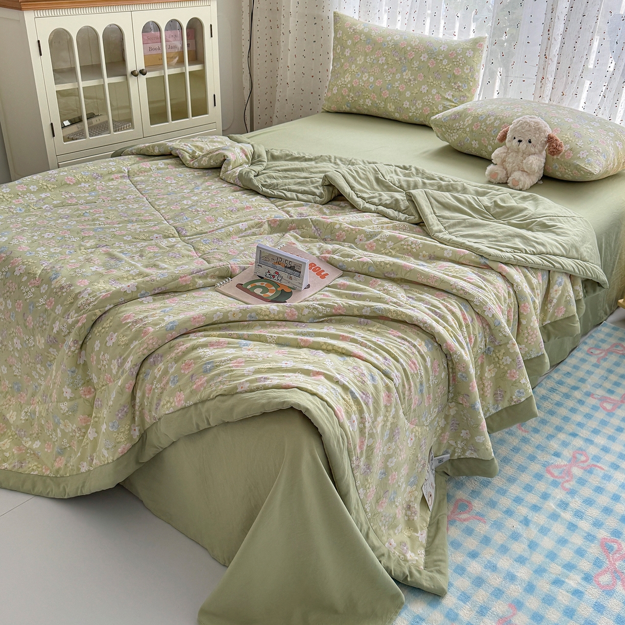 91家纺网 家纺一手货源 找家纺 尊妙被业 2026新款水洗棉棉花夏被100%新疆棉花填充包检测 木槿花