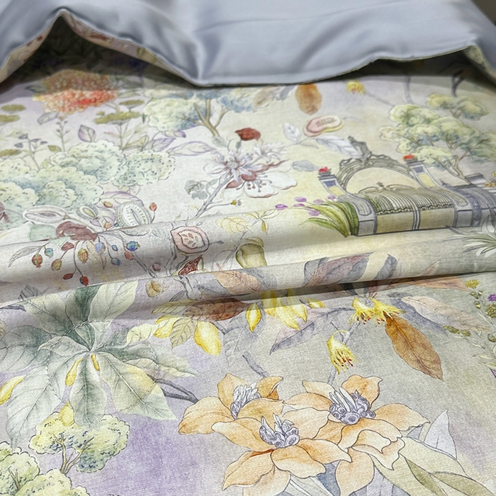 91家纺网 家纺一手货源 找家纺 欧夏家纺 2026新款兰精天丝数码印花镂空夏被空调被夏凉被薄被子可机洗 卡芙庄园-紫