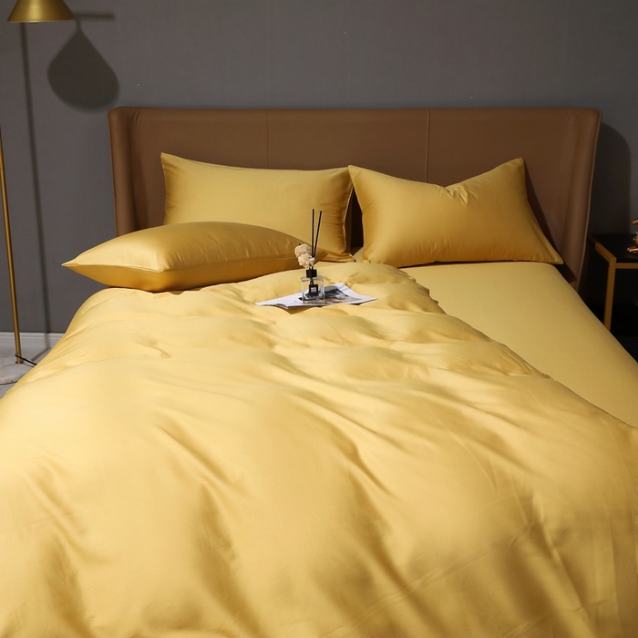 91家纺网 家纺一手货源 找家纺 晶缦家纺 2026新全棉A类纯棉100支贡缎长绒棉纯色多规格四件套-绮云系列 绮云-玉米黄