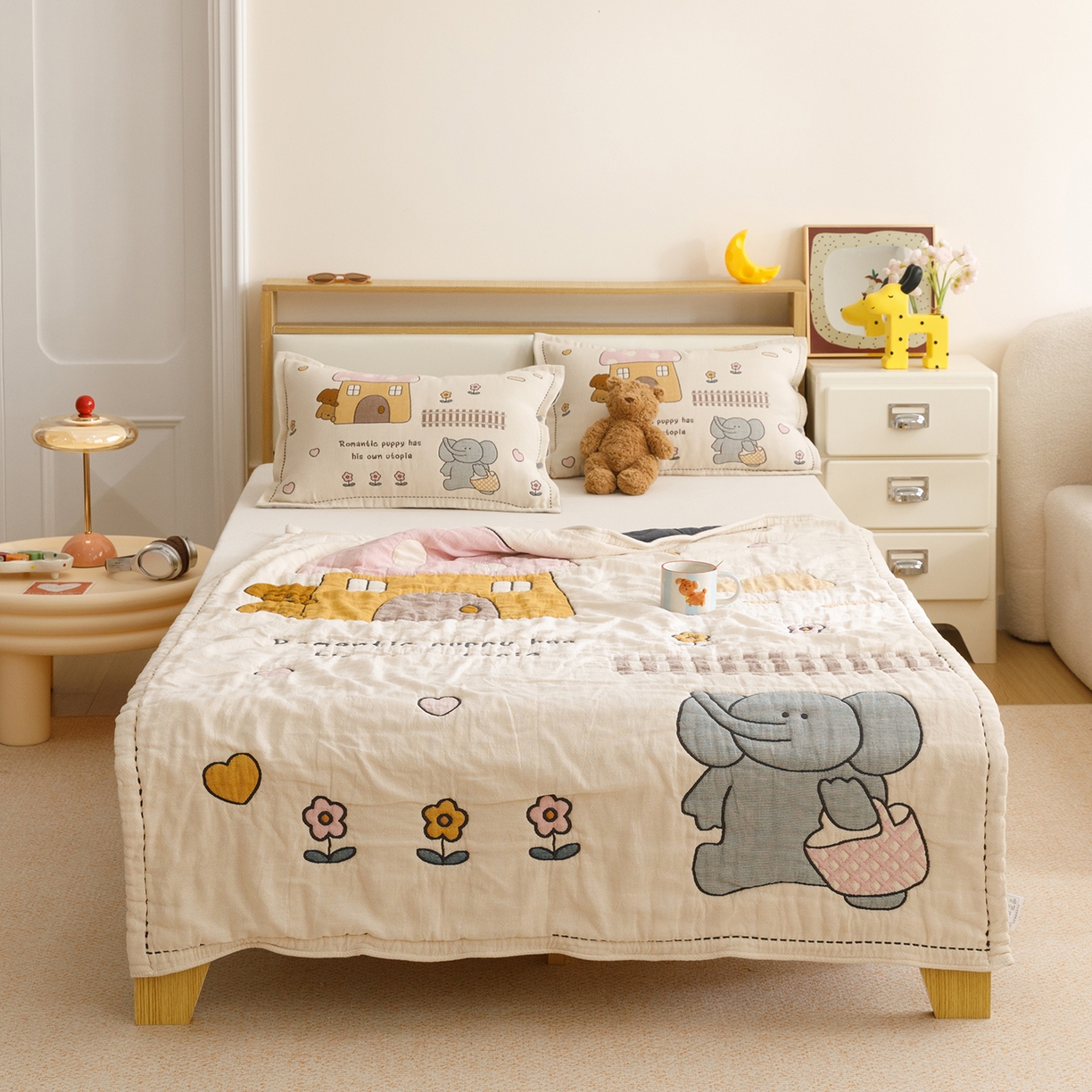 悦然毛巾被 2026新款全棉纱布儿童泡泡被夏被盖毯  象伴伙伴