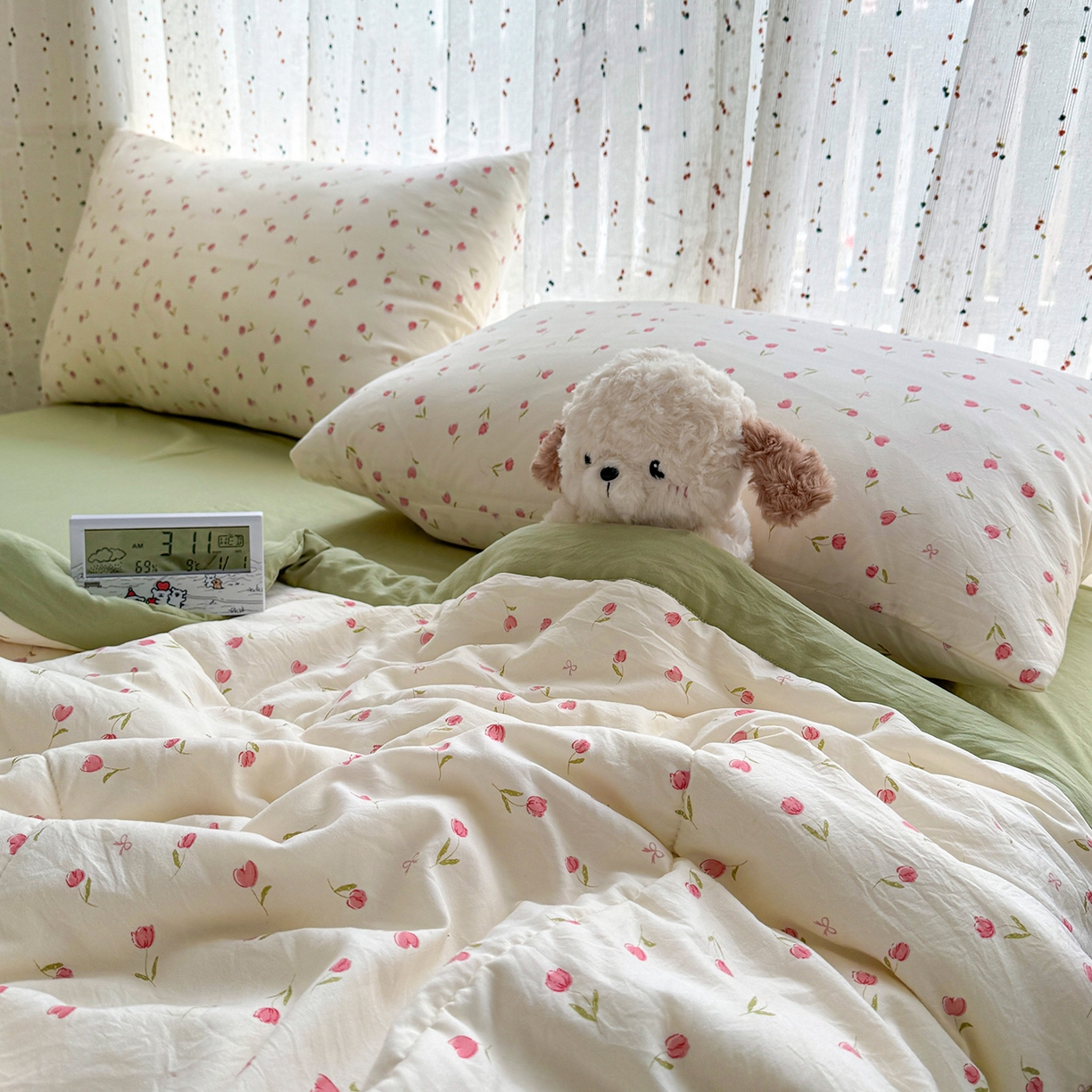 91家纺网 家纺一手货源 找家纺 尊妙被业 2026新款水洗棉棉花夏被100%新疆棉花填充包检测 浪漫花海