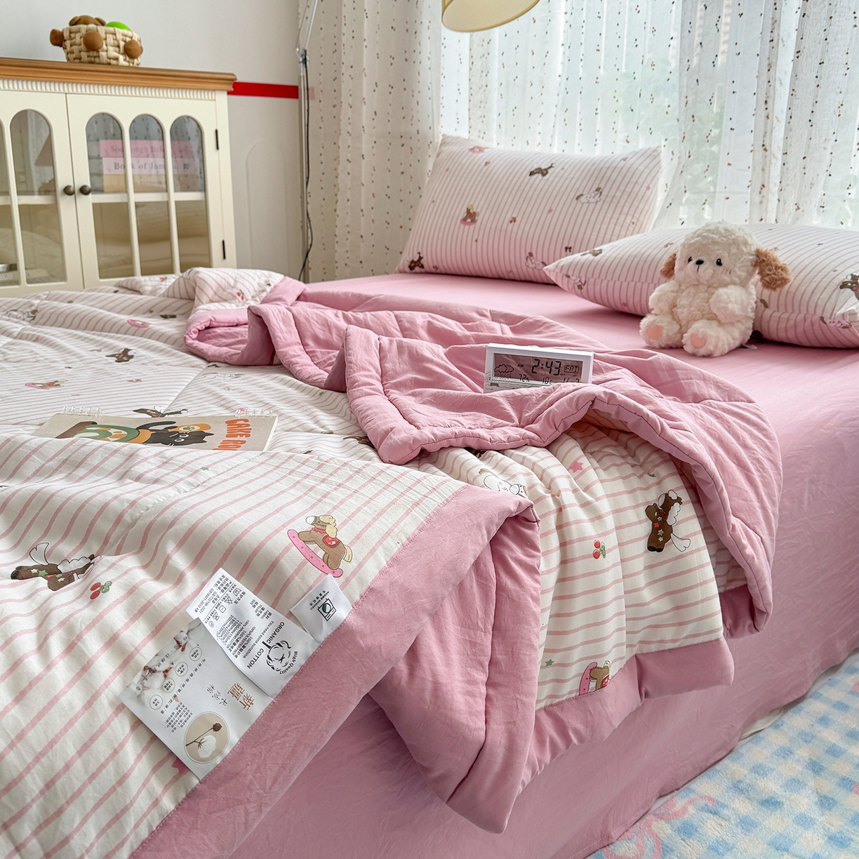 91家纺网 家纺一手货源 找家纺 尊妙被业 2026新款水洗棉棉花夏被100%新疆棉花填充包检测 童年木马