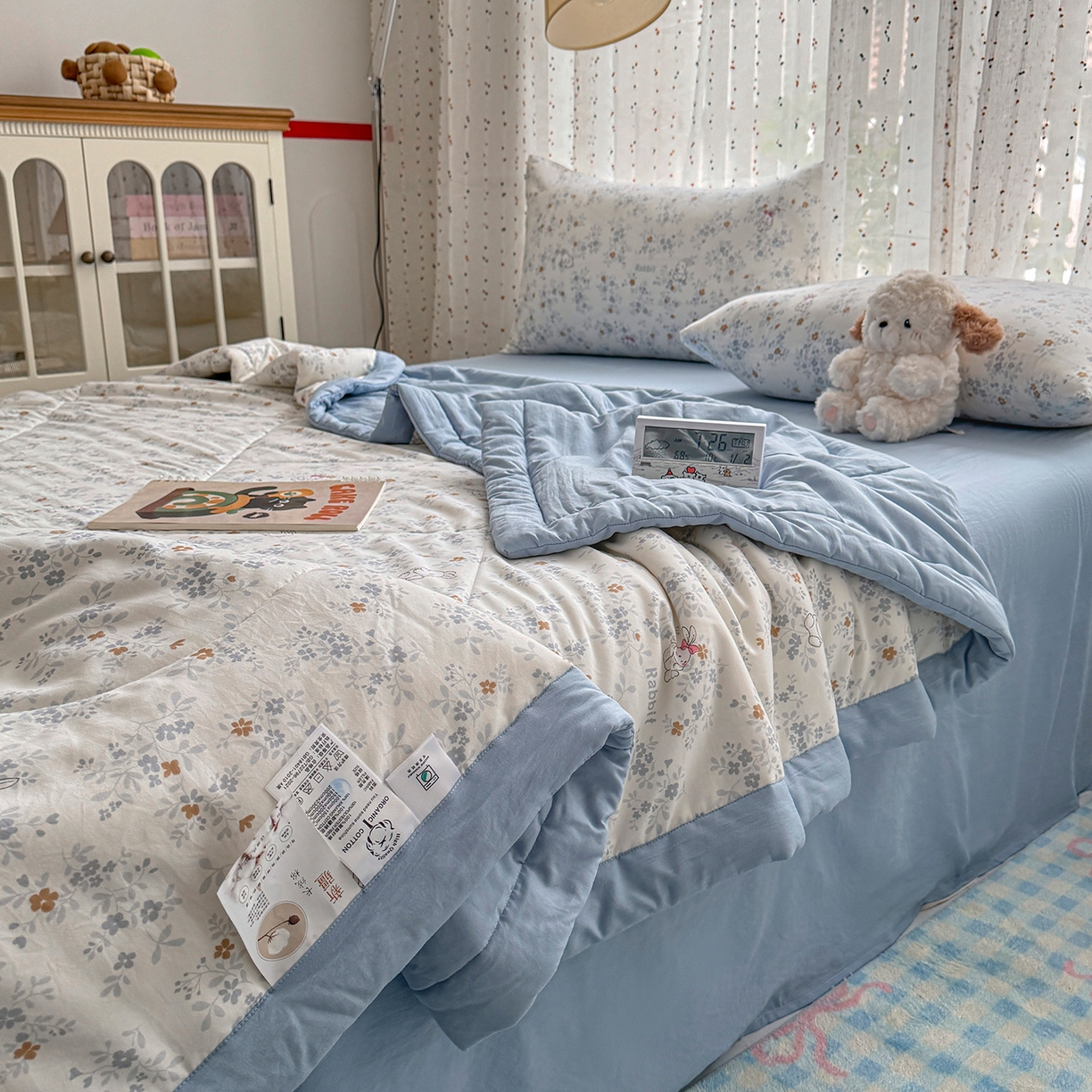 91家纺网 家纺一手货源 找家纺 尊妙被业 2026新款水洗棉棉花夏被100%新疆棉花填充包检测 繁花兔兔