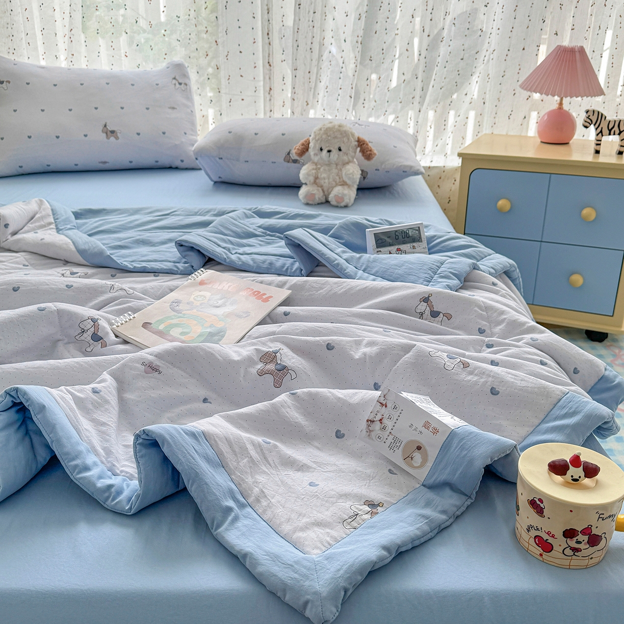 91家纺网 家纺一手货源 找家纺 尊妙被业 2026新款水洗棉棉花夏被100%新疆棉花填充包检测 爱心木马