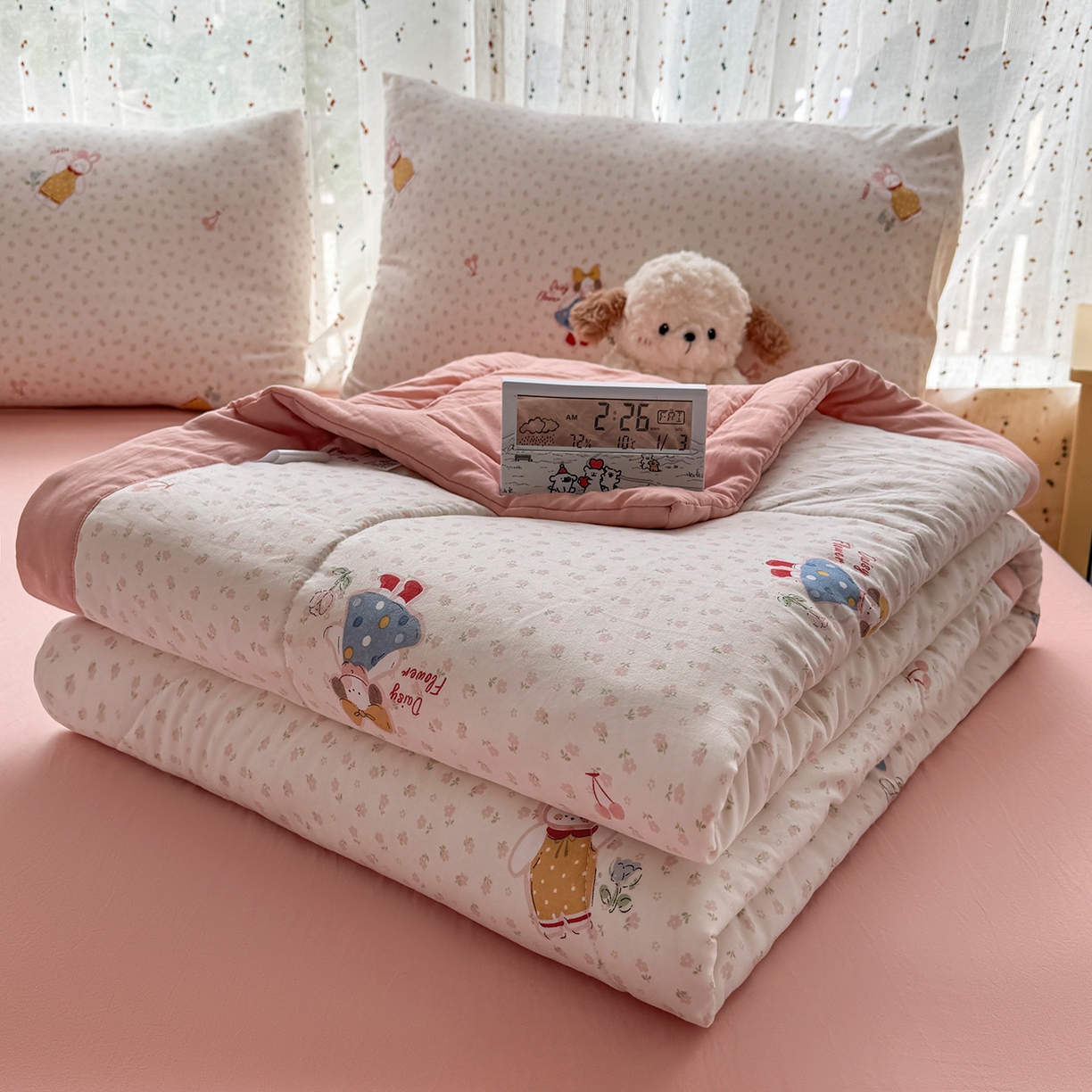 91家纺网 家纺一手货源 找家纺 尊妙被业 2026新款水洗棉棉花夏被100%新疆棉花填充包检测 甜心派派