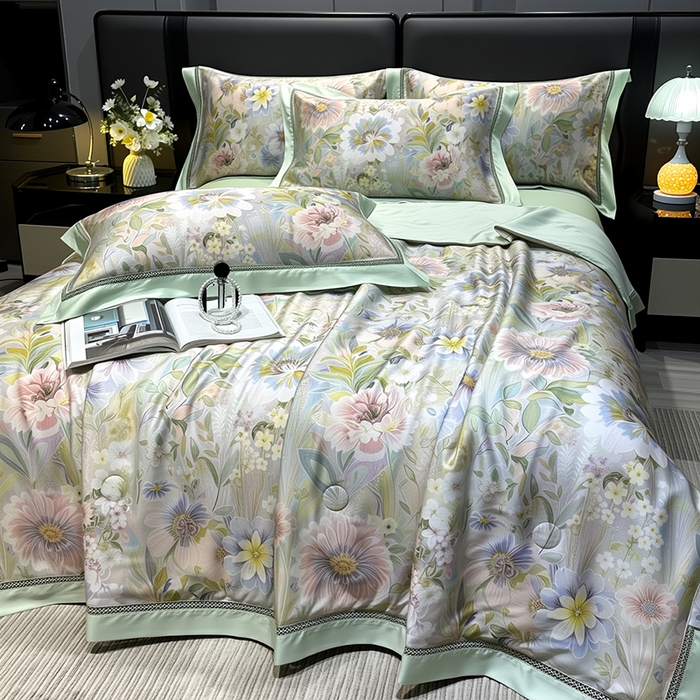 91家纺网 家纺一手货源 找家纺 欧夏家纺 2026新款兰精天丝数码印花镂空夏被空调被夏凉被薄被子可机洗 兰亭序