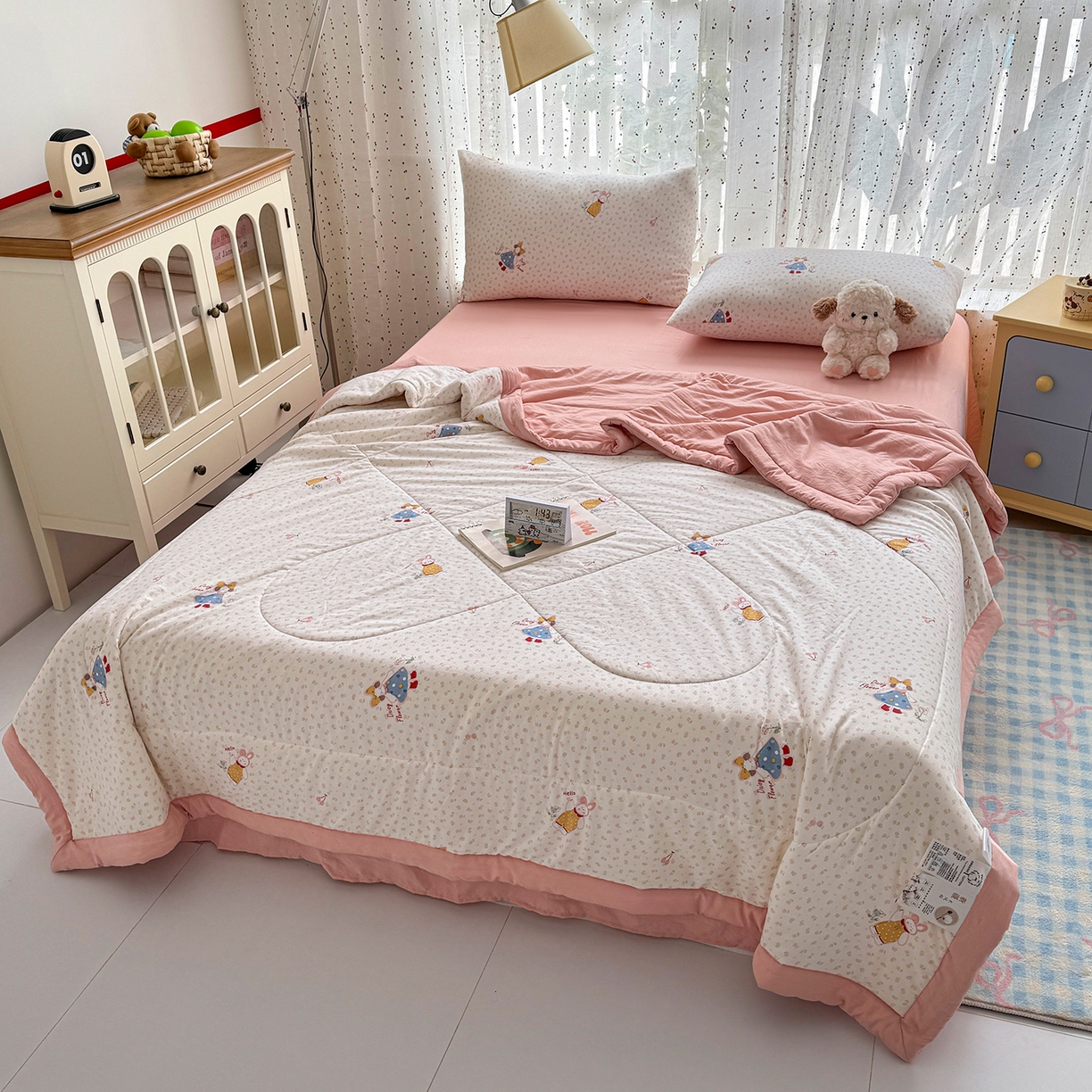 91家纺网 家纺一手货源 找家纺 尊妙被业 2026新款水洗棉棉花夏被100%新疆棉花填充包检测 甜心派派