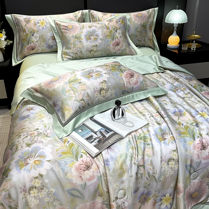 91家纺网 家纺一手货源 找家纺 欧夏家纺 2026新款兰精天丝数码印花镂空夏被空调被夏凉被薄被子可机洗 兰亭序