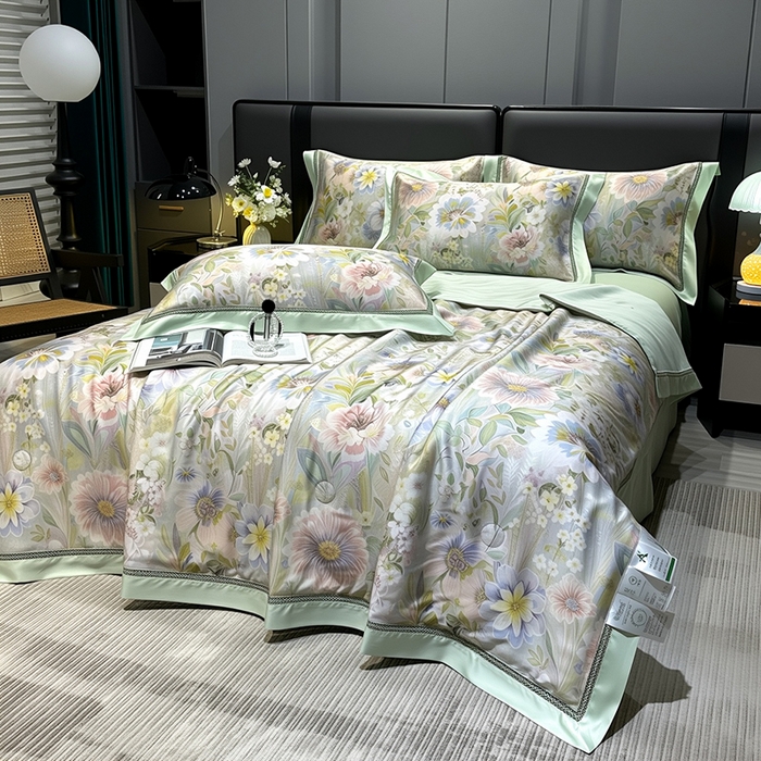 91家纺网 家纺一手货源 找家纺 欧夏家纺 2026新款兰精天丝数码印花镂空夏被空调被夏凉被薄被子可机洗 兰亭序