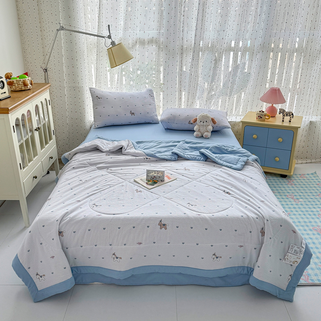 91家纺网 家纺一手货源 找家纺 尊妙被业 2026新款水洗棉棉花夏被100%新疆棉花填充包检测 爱心木马