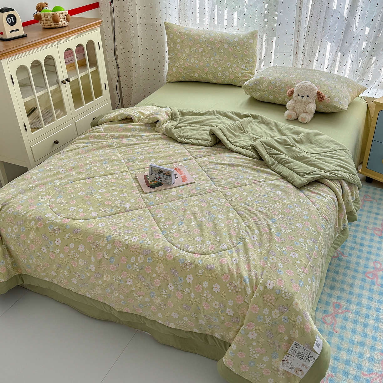 91家纺网 家纺一手货源 找家纺 尊妙被业 2026新款水洗棉棉花夏被100%新疆棉花填充包检测 木槿花