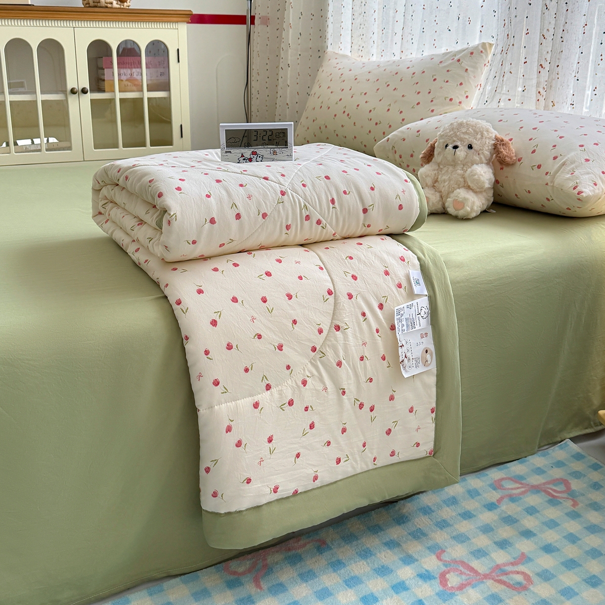 91家纺网 家纺一手货源 找家纺 尊妙被业 2026新款水洗棉棉花夏被100%新疆棉花填充包检测 浪漫花海