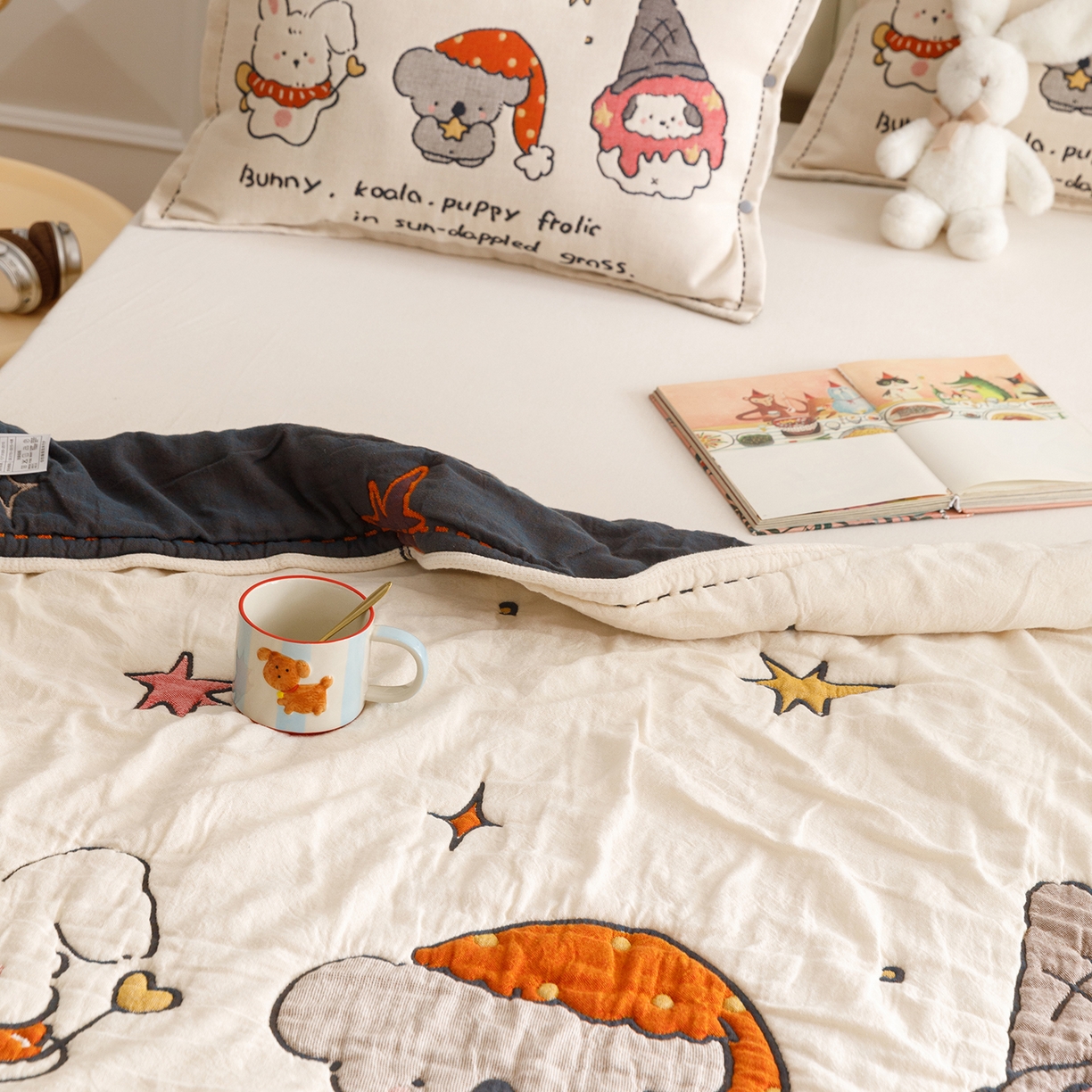 91家纺网 家纺一手货源 找家纺 悦然毛巾被 2026新款全棉纱布儿童泡泡被夏被盖毯  星梦玩伴