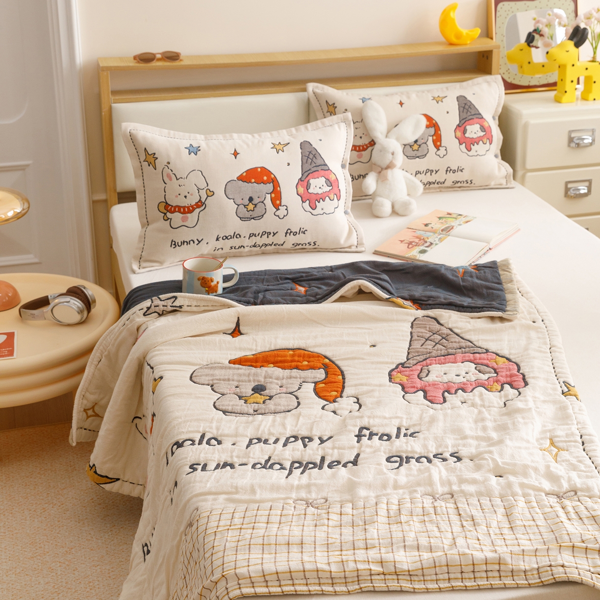 91家纺网 家纺一手货源 找家纺 悦然毛巾被 2026新款全棉纱布儿童泡泡被夏被盖毯  星梦玩伴