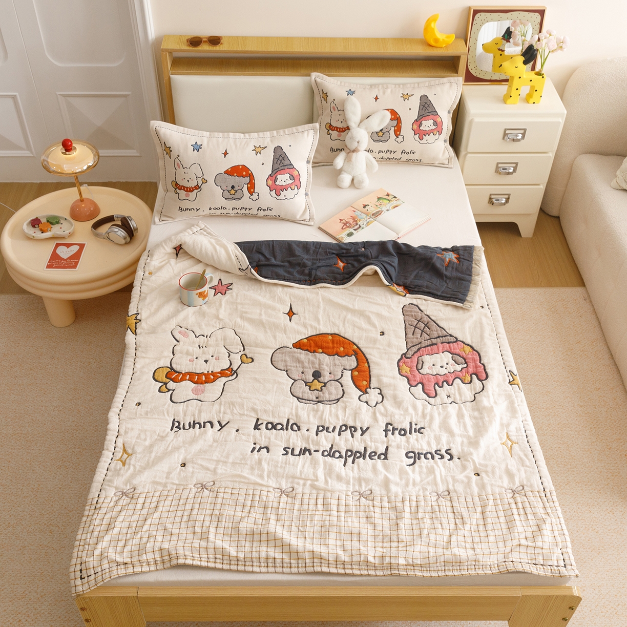 91家纺网 家纺一手货源 找家纺 悦然毛巾被 2026新款全棉纱布儿童泡泡被夏被盖毯  星梦玩伴