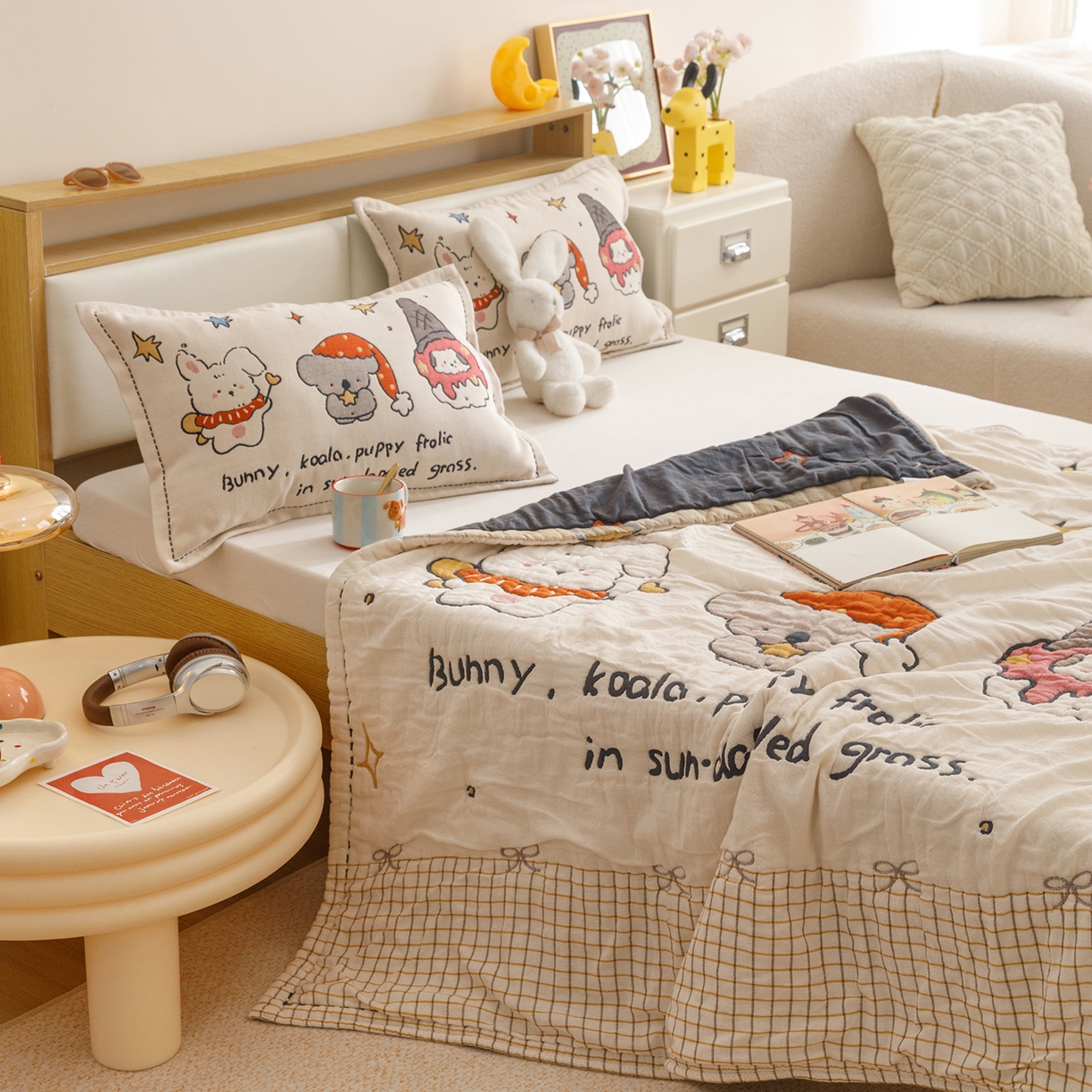 91家纺网 家纺一手货源 找家纺 悦然毛巾被 2026新款全棉纱布儿童泡泡被夏被盖毯  星梦玩伴