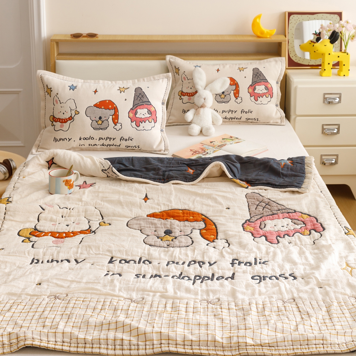 91家纺网 家纺一手货源 找家纺 悦然毛巾被 2026新款全棉纱布儿童泡泡被夏被盖毯  星梦玩伴