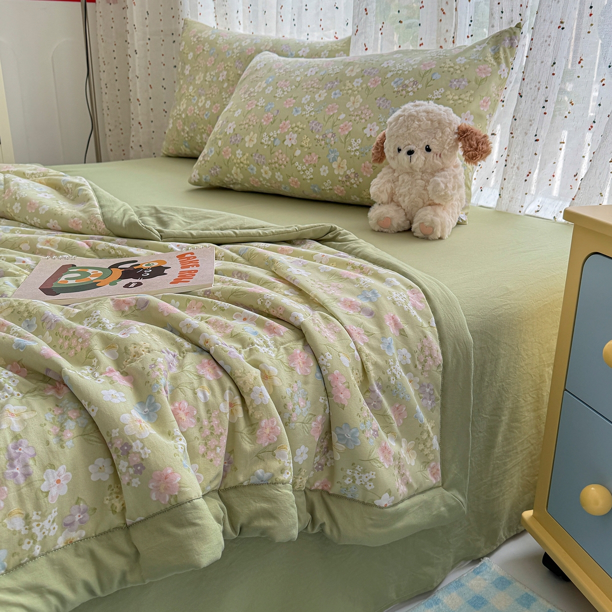 91家纺网 家纺一手货源 找家纺 尊妙被业 2026新款水洗棉棉花夏被100%新疆棉花填充包检测 木槿花