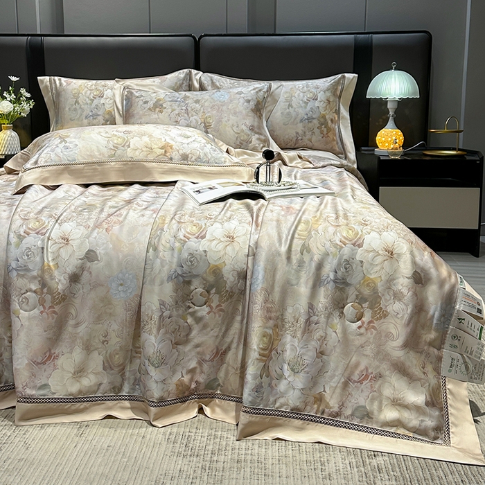 91家纺网 家纺一手货源 找家纺 欧夏家纺 2026新款兰精天丝数码印花镂空夏被空调被夏凉被薄被子可机洗 流金溢彩