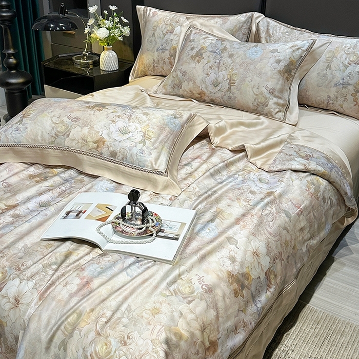 91家纺网 家纺一手货源 找家纺 欧夏家纺 2026新款兰精天丝数码印花镂空夏被空调被夏凉被薄被子可机洗 流金溢彩