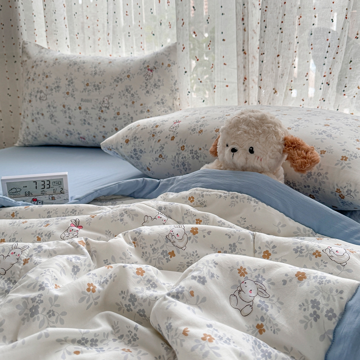 91家纺网 家纺一手货源 找家纺 尊妙被业 2026新款水洗棉棉花夏被100%新疆棉花填充包检测 繁花兔兔