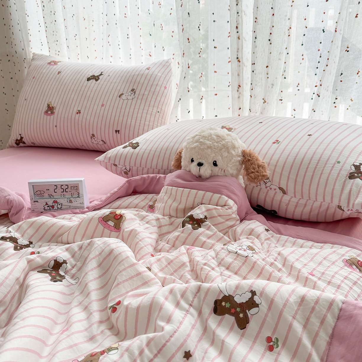 91家纺网 家纺一手货源 找家纺 尊妙被业 2026新款水洗棉棉花夏被100%新疆棉花填充包检测 童年木马