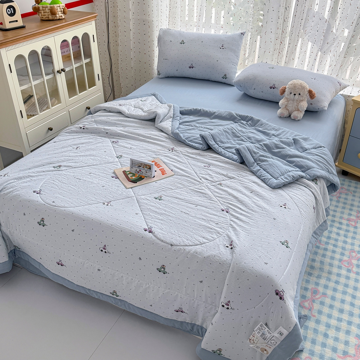 91家纺网 家纺一手货源 找家纺 尊妙被业 2026新款水洗棉棉花夏被100%新疆棉花填充包检测 旅途