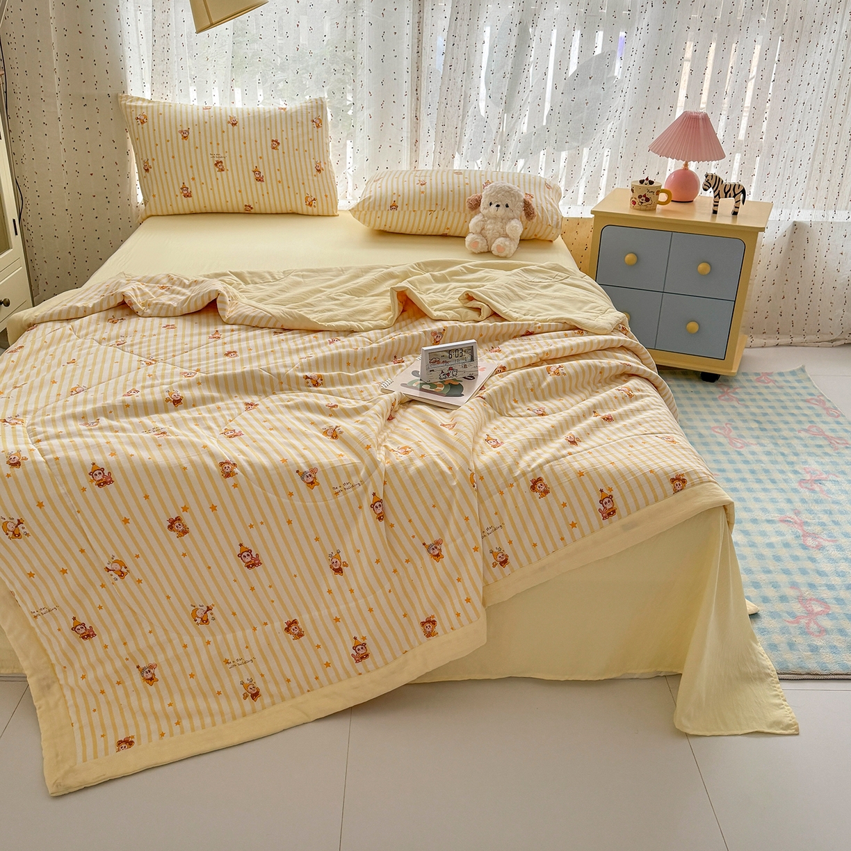 91家纺网 家纺一手货源 找家纺 尊妙被业 2026新款水洗棉棉花夏被100%新疆棉花填充包检测 芝士星星仔